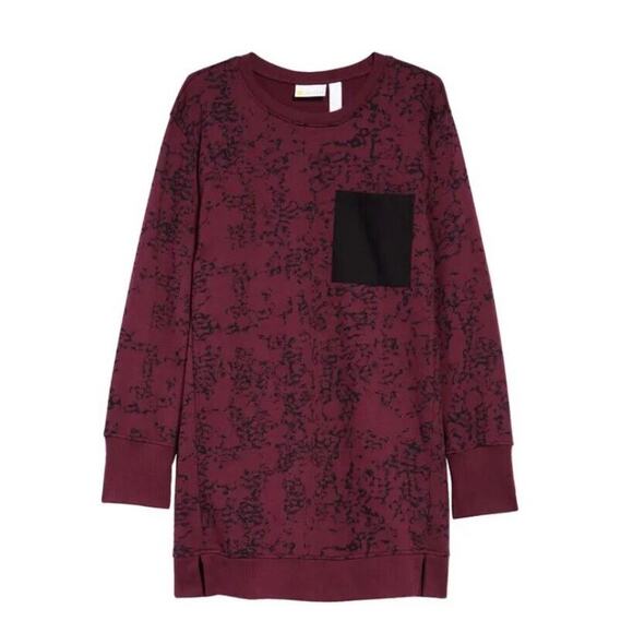 Zella Girl Purple Abstract Print Cotton Terry Sweatshirt Dress Kid Size XS / 5-6 - Picture 1 of 1